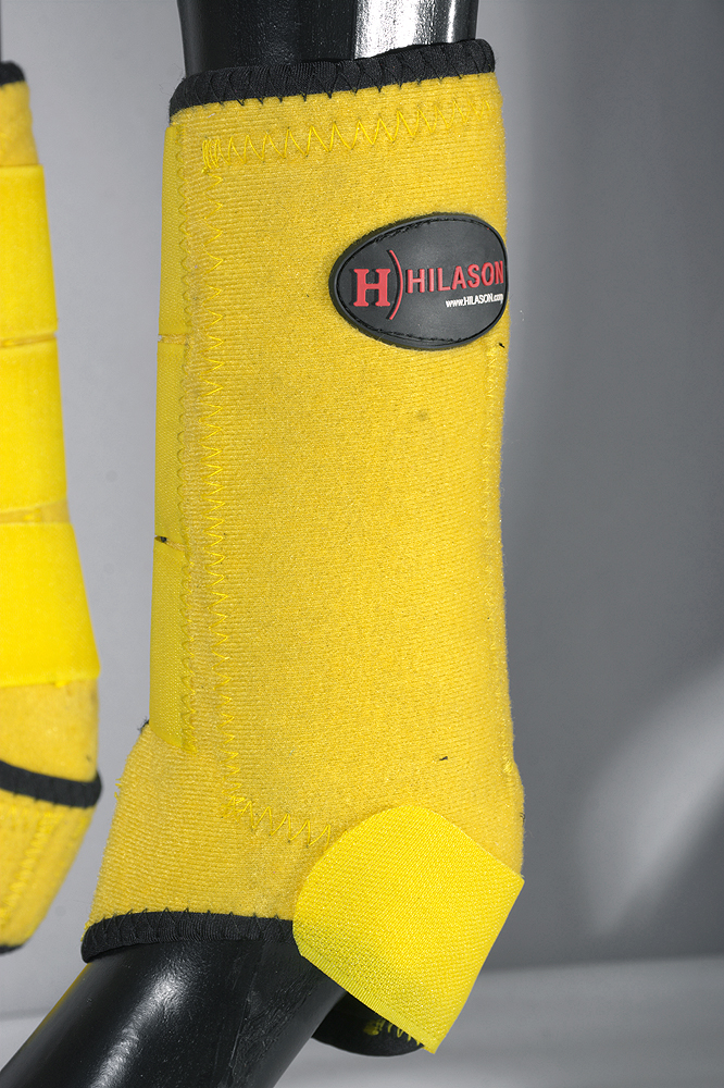 L M S Hilason Horse Front Leg Ultimate Sports Boots Pair Yellow Black U-WBLK 