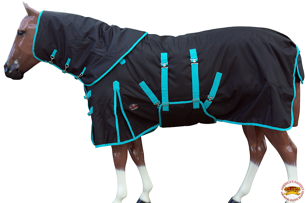 Hilason 1200D Turnout Winter Horse Neck Cover Belly Wrap Sheet Black U-URNB