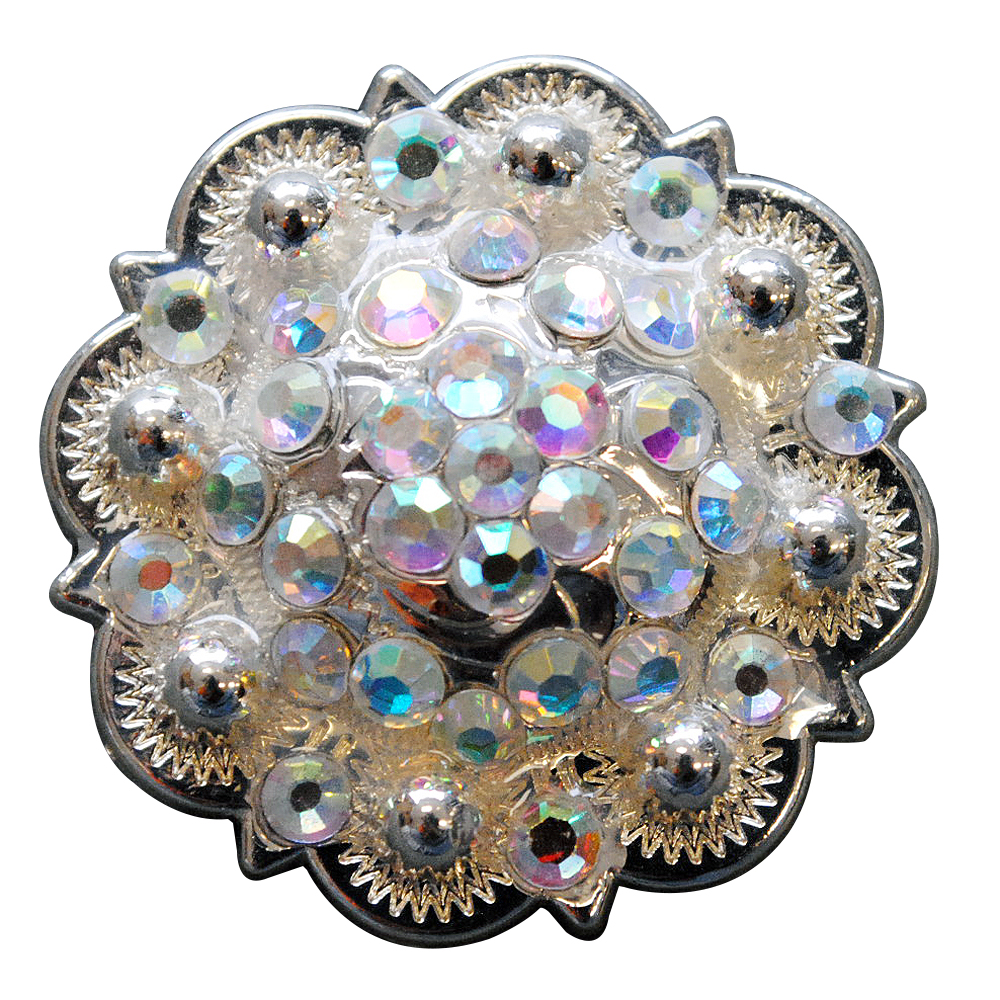 Western Screw Back Concho Ab Crystals Round Saddle Bling Cowgirl Set Of 2/4/8/16 