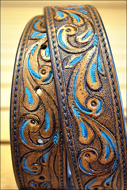 U-T107 Hilason Western Working Leather Men/'S Work Hand Carved Gun Holster Belt