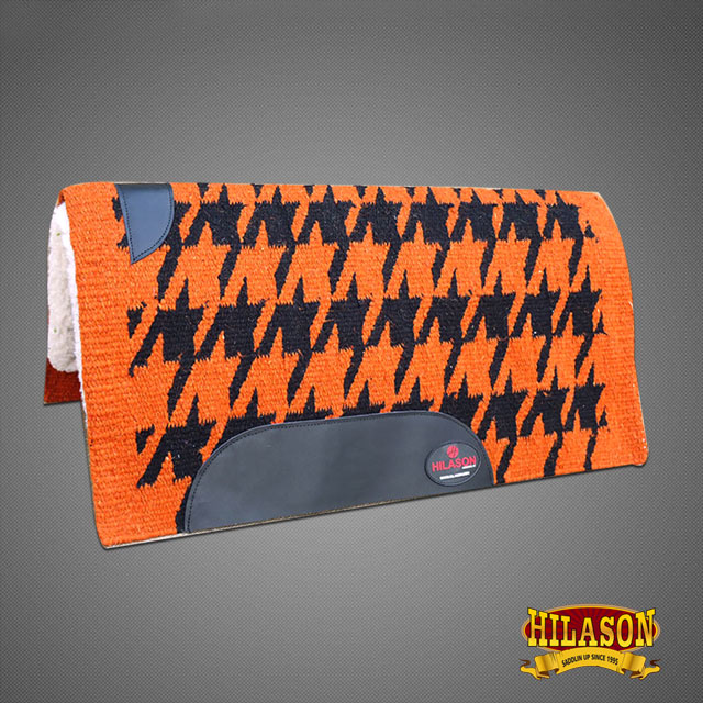 MADE IN USA ORANGE BLACK HILASON WESTERN WOOL FELT SADDLE BLANKET PAD