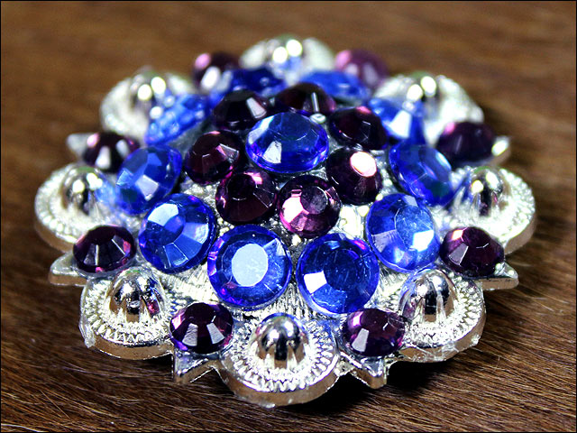 Hilason Blue Purple Crystals 1-1/49 Inch Berry Concho Rhinestone Saddle Tack Set