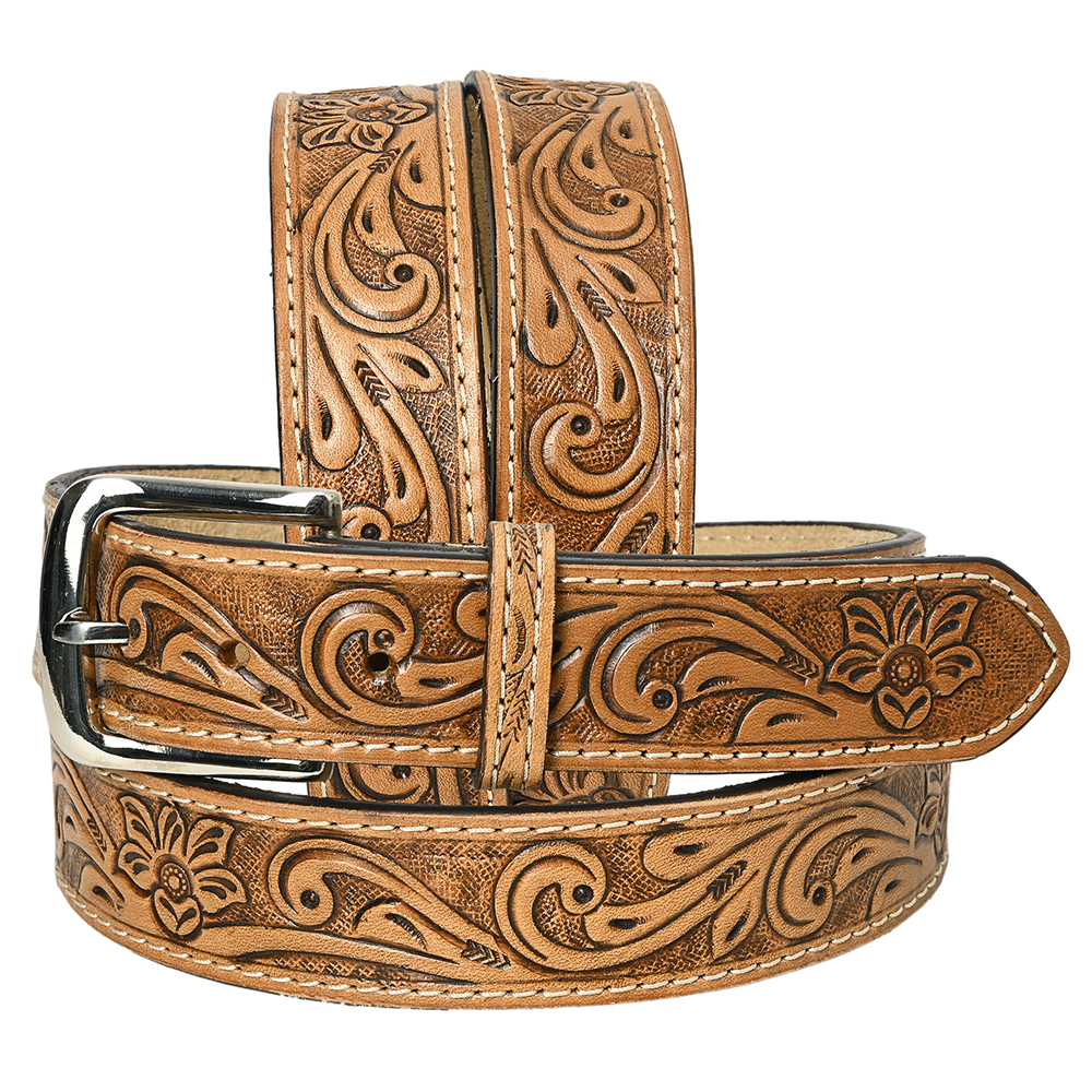 U-L-MX Hilason Hand Made Buffalo Hide Leather Stitched Gun Holster Belt