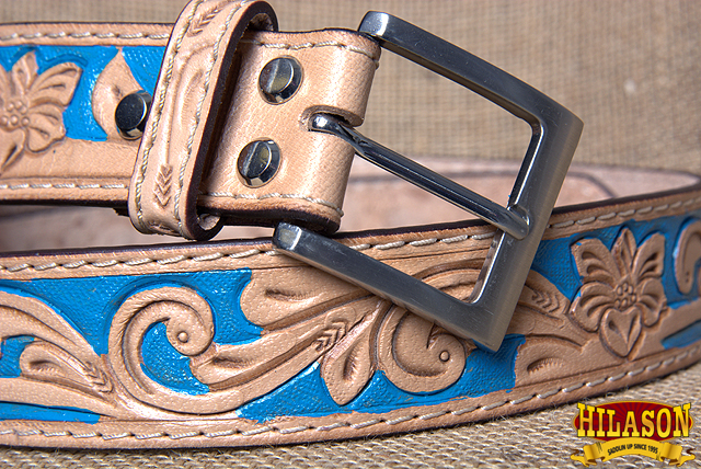 U-L-MX Hilason Hand Made Buffalo Hide Leather Stitched Gun Holster Belt