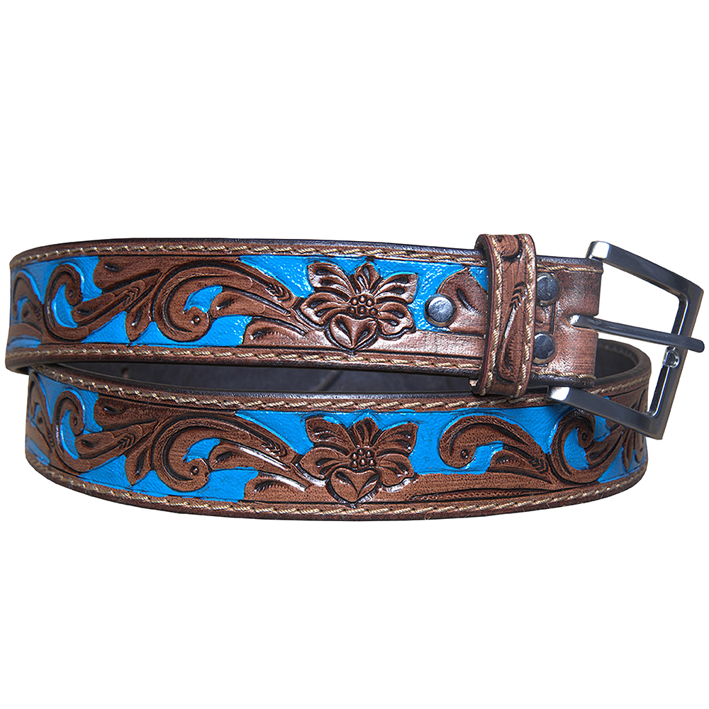 U-L-MX Hilason Hand Made Buffalo Hide Leather Stitched Gun Holster Belt
