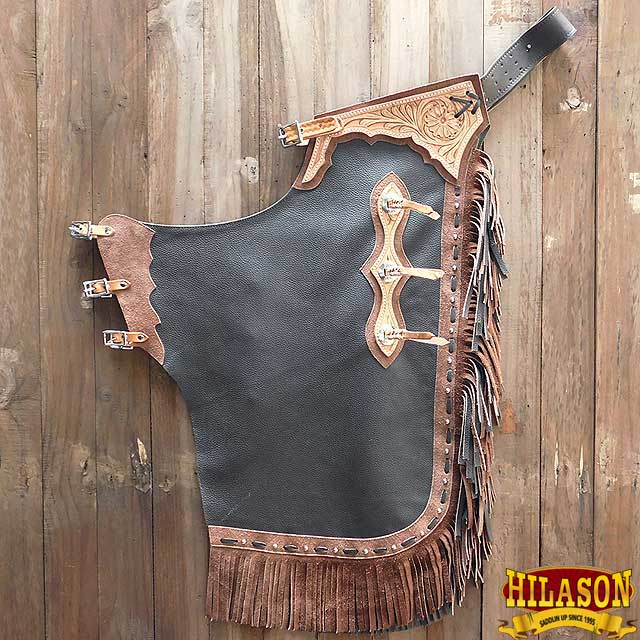Bull Riding Chaps Hilason Pro Rodeo Bronc Bull-Riding Black