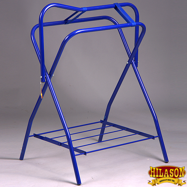 HILASON PORTABLE WESTERN / ENGLISH FOLDING FLOOR METAL SADDLE RACK
