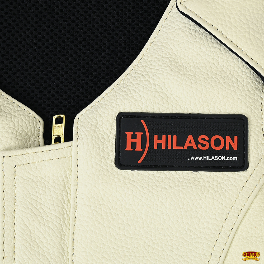 Hilason Bull Riding Pro Rodeo Leather Vest Gear Equipment White U-00ND