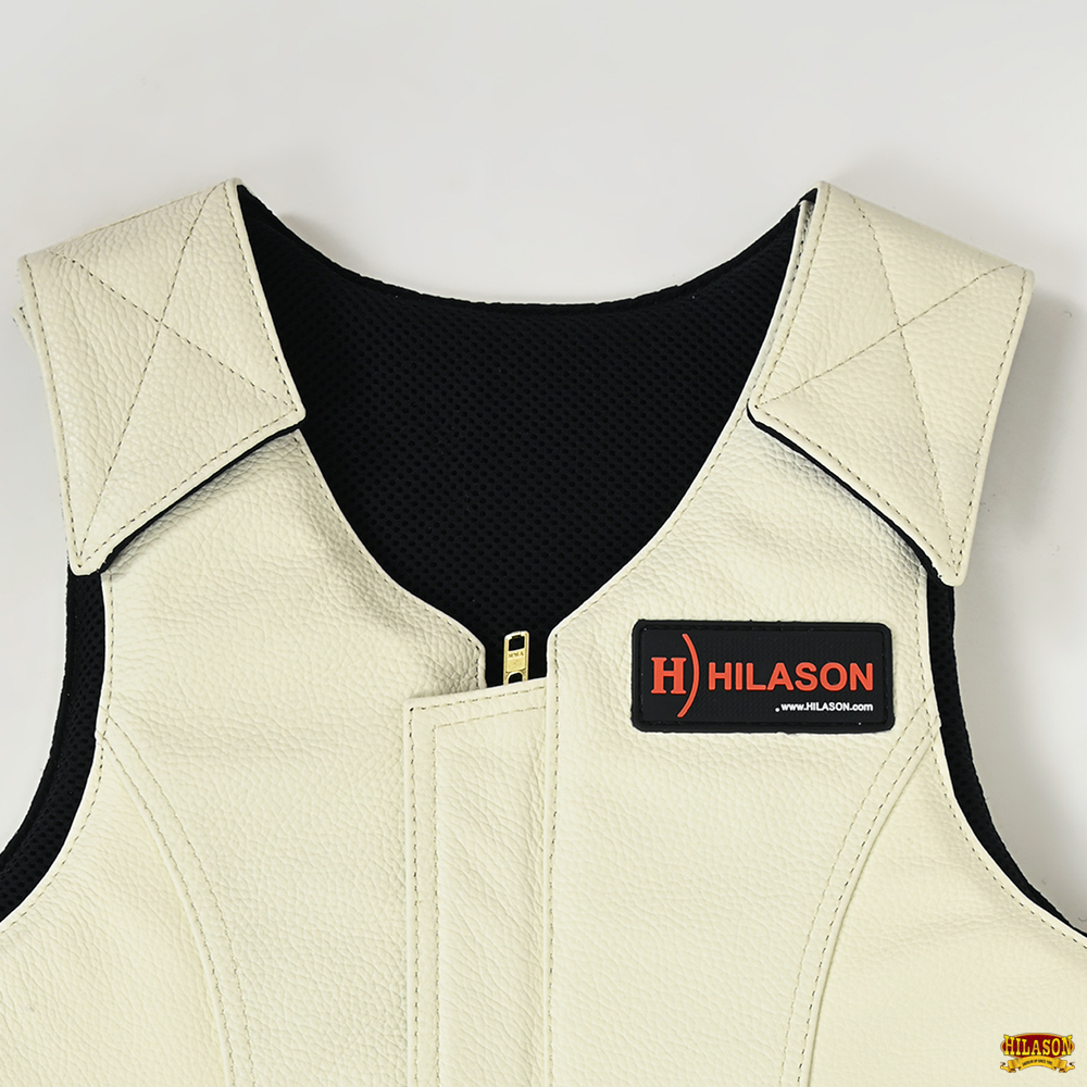 Hilason Bull Riding Pro Rodeo Leather Vest Gear Equipment White U-00ND