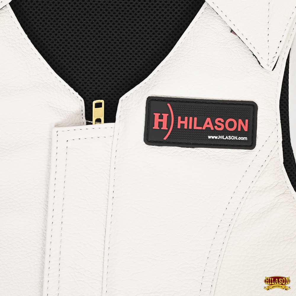 Hilason Bull Riding Pro Rodeo Leather Vest Gear Equipment White U-00ND