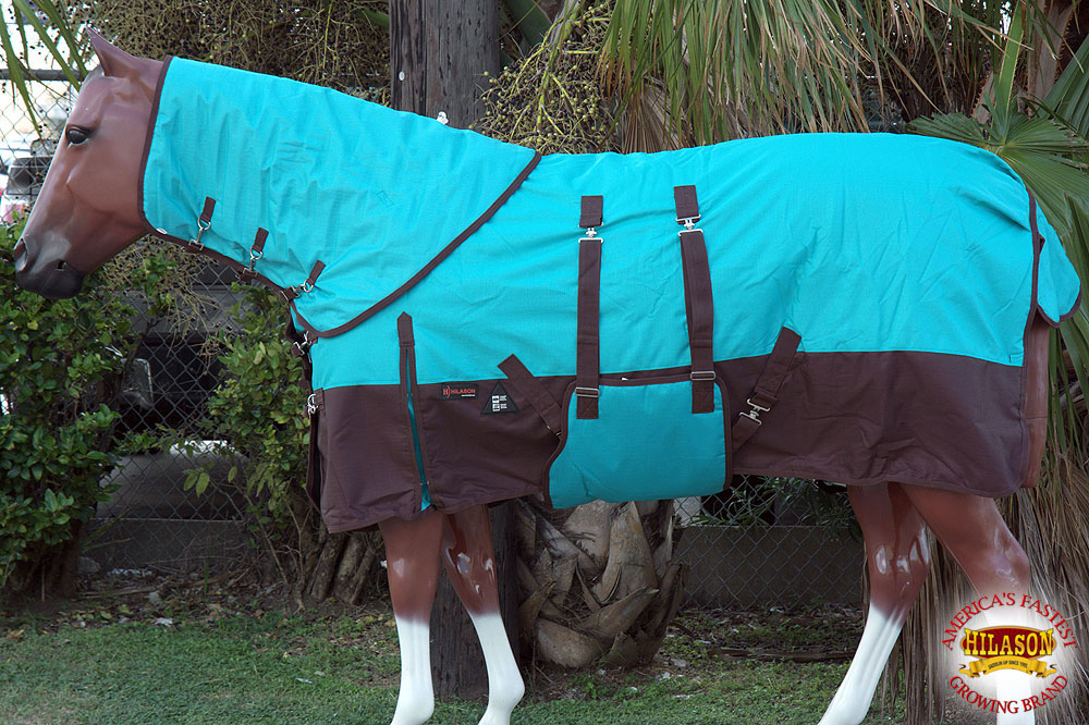 66/" 84/" HILASON 1200D 400GSM WINTER HORSE BLANKET W// NECK COVER BELLY WRAP