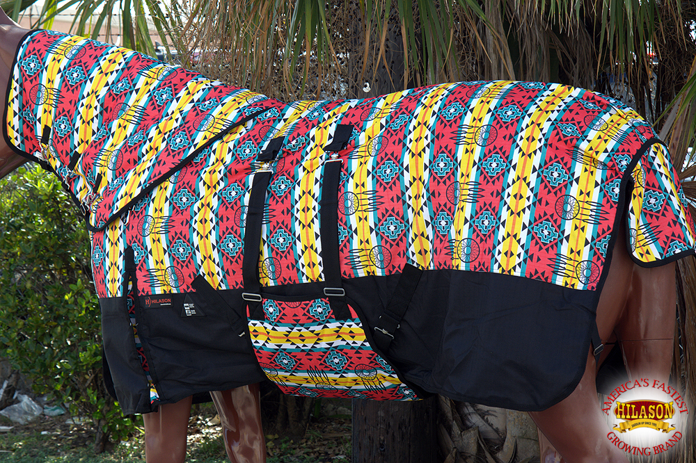 66/" 84/" HILASON 1200D 400GSM WINTER HORSE BLANKET W// NECK COVER BELLY WRAP