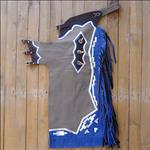 A2 HILASON BRONC BULL RIDING SMOOTH LEATHER RODEO WESTERN CHAPS GREY BLUE SILVER