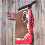 CH859-A HILASON BULL RIDING LIGHT NATURAL HAIR ON LEATHER RODEO CHAPS