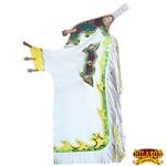 CCH801 HILASON BRONC BULL RIDING GENUINE LEATHER RODEO WESTERN CHAPS WHITE GREEN