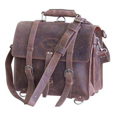 GLBC100CN-CHESTNUT GLANOR RUSTIC VINTAGE LEATHER BRIEFCASE BACKPACK LAPTOP BAG