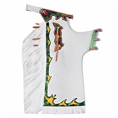 HSCH801-Bull Rodeo Chaps White Green