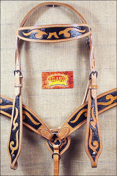 HSPA473-473 HILASON WESTERN LEATHER HAND TOOLED PAINTED BRIDLE HEADSTALL BREAST COLLAR