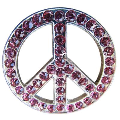HSCN006-CRYSTAL RHINESTONE BLING CONCHOS FUCHSIA PEACE SIGN 1.25in