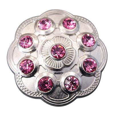 HSCN085-NICKLE FINISH PINK CONCHOS FLORAL SHAPE