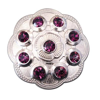 HSCN087-NICKLE FINISH PURPLE CONCHOS FLORAL SHAPE