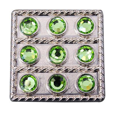 HSCN089-NICKLE FINISH GREEN CONCHOS SQUARE SHAPE