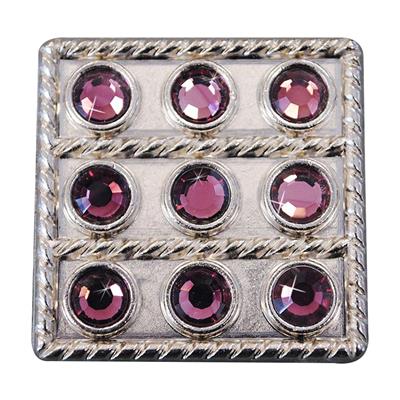 HSCN092-NICKLE FINISH PURPLE CONCHOS SQUARE SHAPE