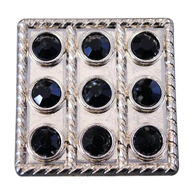 HSCN093-NICKLE FINISH BLACK CONCHOS SQUARE SHAPE