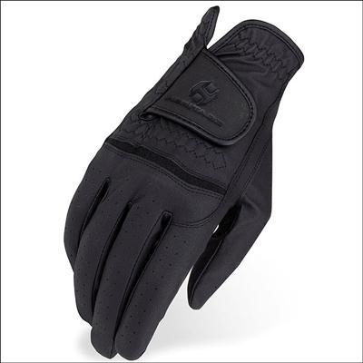 HE-HG207-S122 HERITAGE PREMIER SHOW RIDING GLOVES HORSE EQUESTRIAN - BLACK