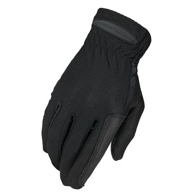 HE-HG215-S150 HERITAGE PRO-FLOW SUMMER SHOW RIDING GLOVES HORSE EQUESTRIAN - BLACK