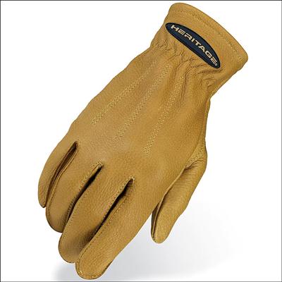 HE-HG282-S60 HERITAGE DEERSKIN TRAIL NATURAL TAN RIDING GLOVES HORSE EQUESTRIAN