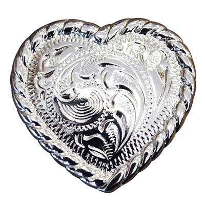 HSCN122-HEART SHAPED FLORAL CARVED W/ ROPE EDGE CONCHO SADDLE HEADSTALL TACK
