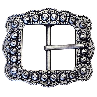 HSCN140-ANTIQUE SILVER FINISHED BERRY BELT BUCKLE WITH ROPE EDGE