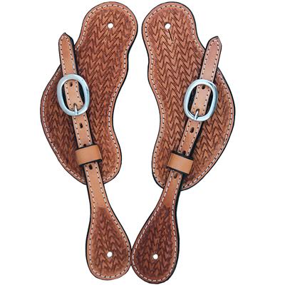 BHPS121-Tooled Spur Straps Light Oil