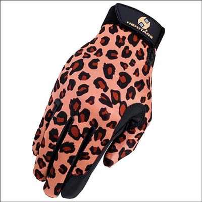 HE-HG127-S187 LEOPARD HERITAGE PERFORMANCE RIDING GLOVES HORSE EQUESTRIAN
