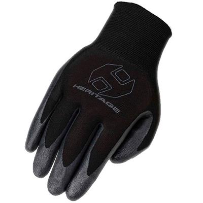 HE-HG318-S39 BLACK HERITAGE UTILITY WORK RIDING GLOVES HORSE EQUESTRIAN