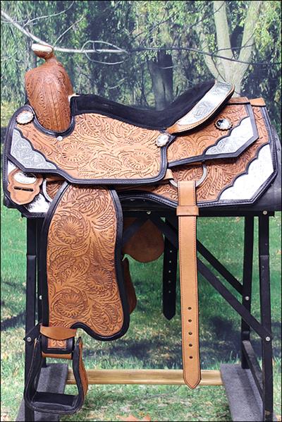 HSOS209BK1-HILASON WESTERN HAND TOOLED LEATHER SHOW EQUITATION PLEASURE HORSE SADDLE