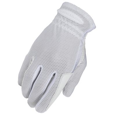 HE-HG216-HERITAGE PRO FLOW SUMMER SHOW HORSE RIDING COOL MAX GLOVE WHITE