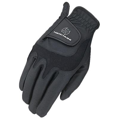 HE-HG220-HERITAGE ELITE SHOW HORSE RIDING EQUESTRIAN GLOVE LYCRA LEATHER BLACK