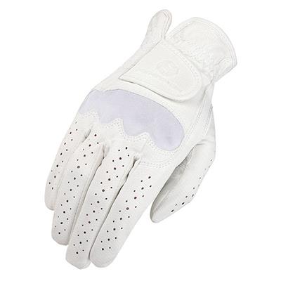 HE-HG223-HERITAGE SPECTRUM SHOW HORSE RIDING EQUESTRIAN GLOVE LEATHER WHITE