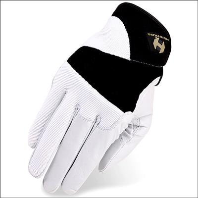HE-HG261-HERITAGE TACKIFIED POLO HORSE RIDING EQUESTRIAN GLOVE WHITE/BLACK