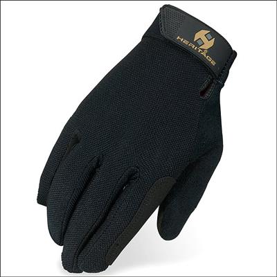 HE-HG270-HERIATGE SUMMER TRAINER HORSE RIDING EQUESTRIAN GLOVE LEATHER BLACK