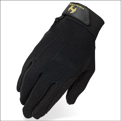 HE-HG310-HERITAGE STRETCHABLE COTTON GRIP GLOVE HORSE RIDING EQUESTRIAN BLACK