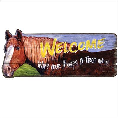 RG-1966-RIVER EDGE NEW HOME DECOR WELCOME HORSE WOOD SIGN