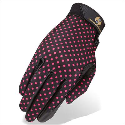 HE-HG124-HERITAGE PERFORMANCE RIDING GLOVES HORSE EQUESTRIAN POLKA DOTS PRINTS