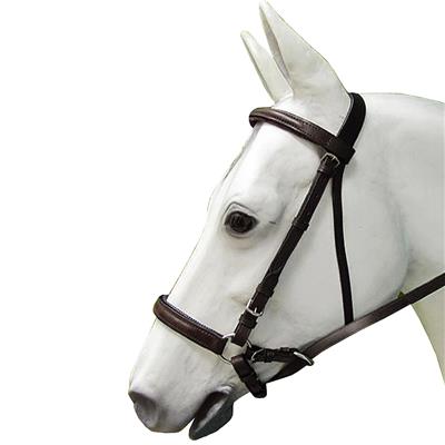 HSBB231-HILSAON BITFREE LEATHER ENGLISH BITLESS BRIDLE HORSE BROWN W/ REINS