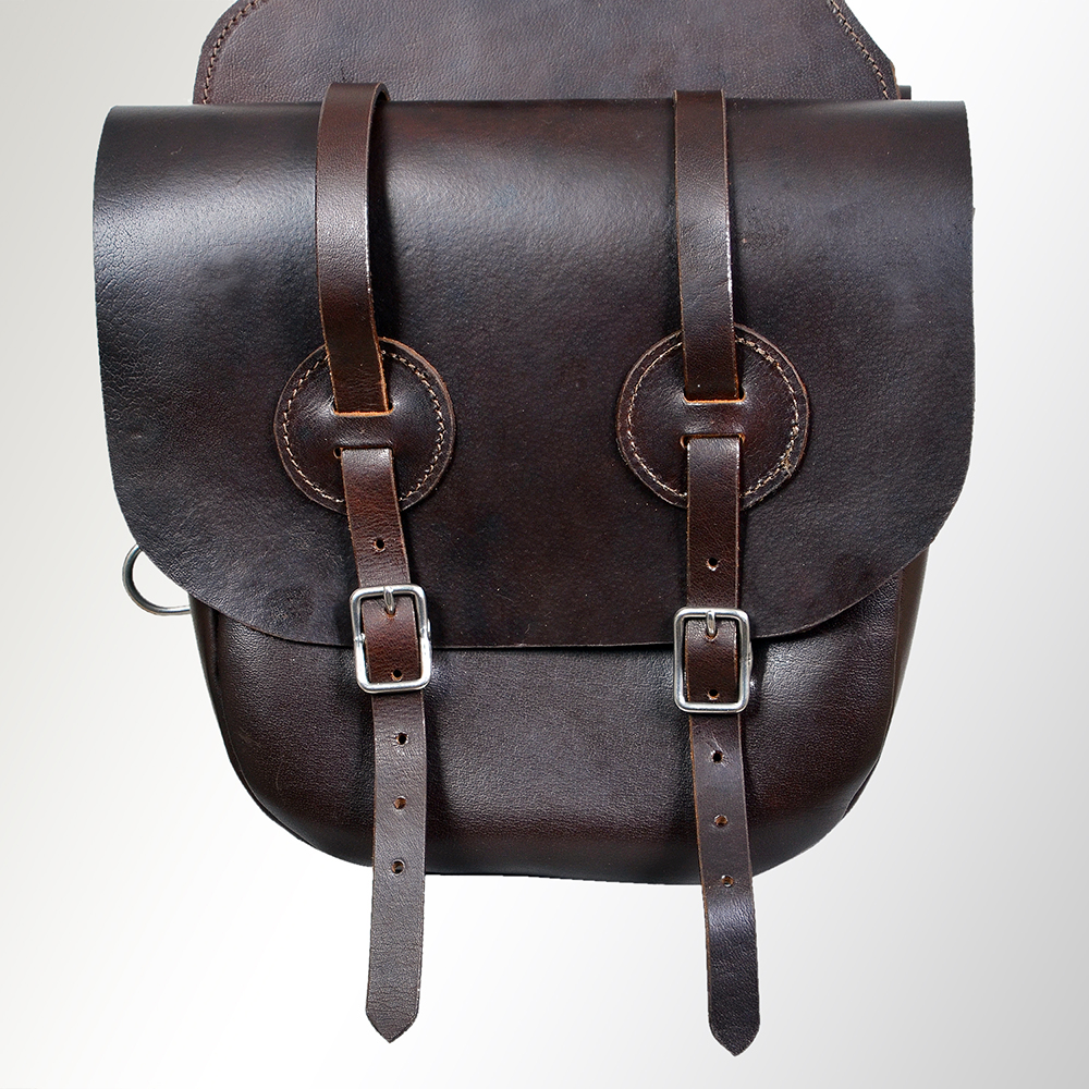Equestrian CG123 Horse Western Saddle Bag Heavy Duty Leather Cowboy Trail Mahogany Hilason