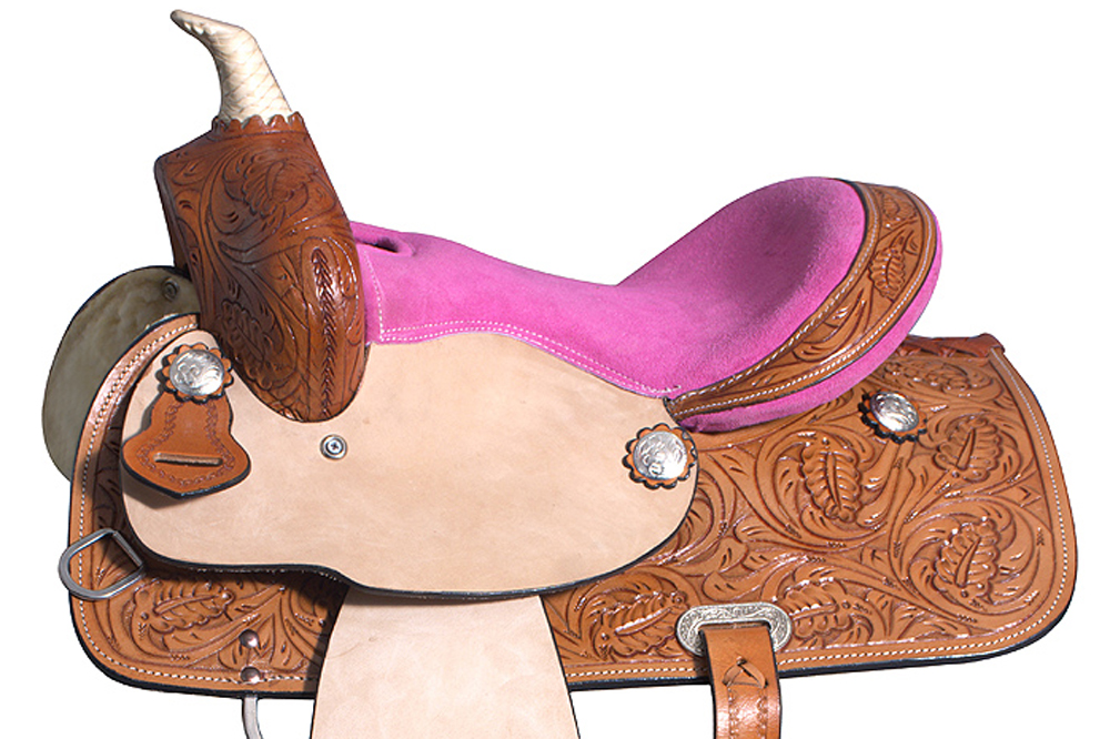 10" 12" 13" Kids Youth Child Pony Horse Saddle Leather Western Pink