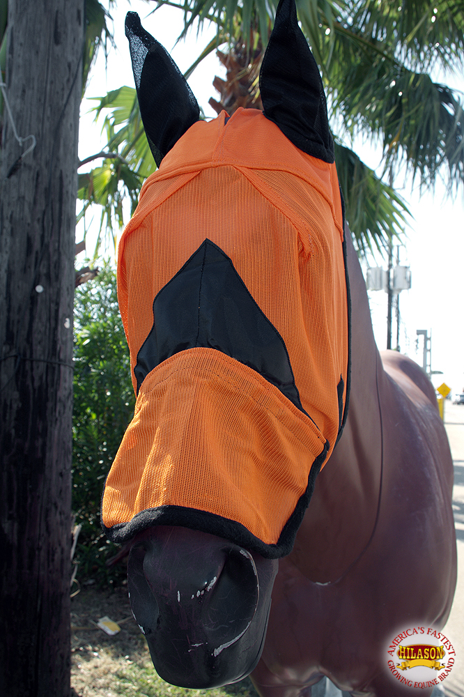 Horse Size Hilason Western Fly mask UV Protection Insects Orange Black