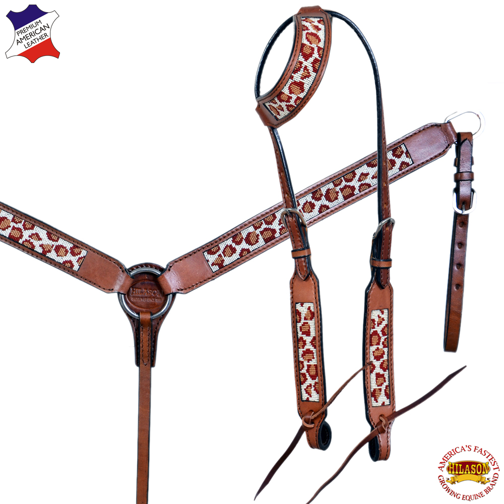 Western Horse One Ear Headstall Breast Collar Set Tack American Leather